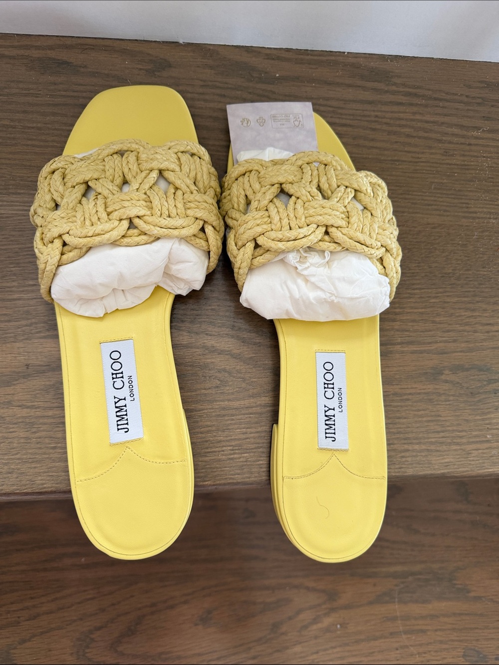 Jimmy Choo Braided Yellow Slide Mules